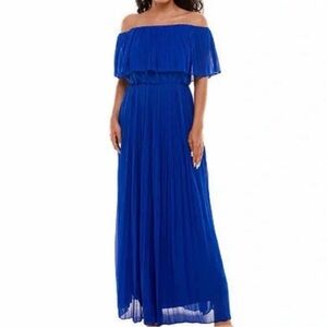 Premier Off-Shoulder Cobalt Blue Maxi Dress